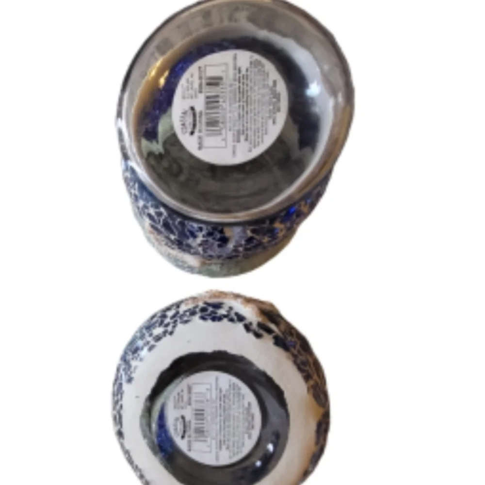 Mosaic Glass Candle Holders with Starfish and Shell Design